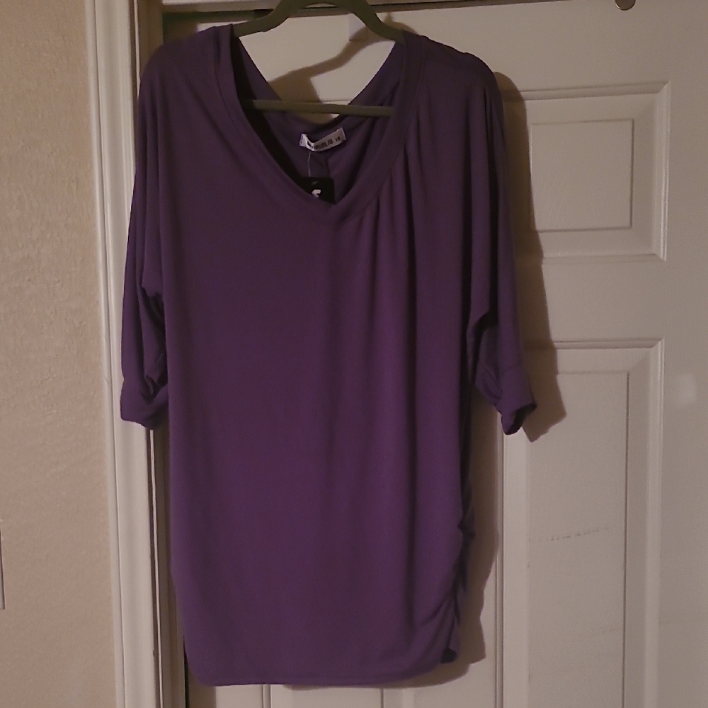 Doublju Women's Purple Tunic Top